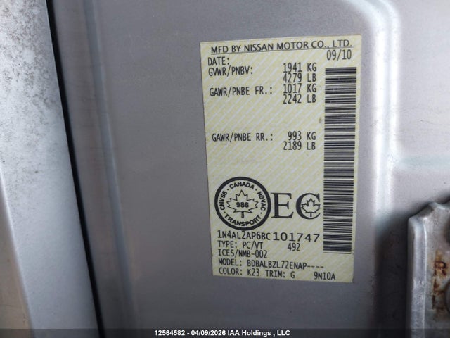 Продажа на аукционе авто 2011 Nissan Altima, vin: 1N4AL2AP6BC101747, номер лота: 12564582