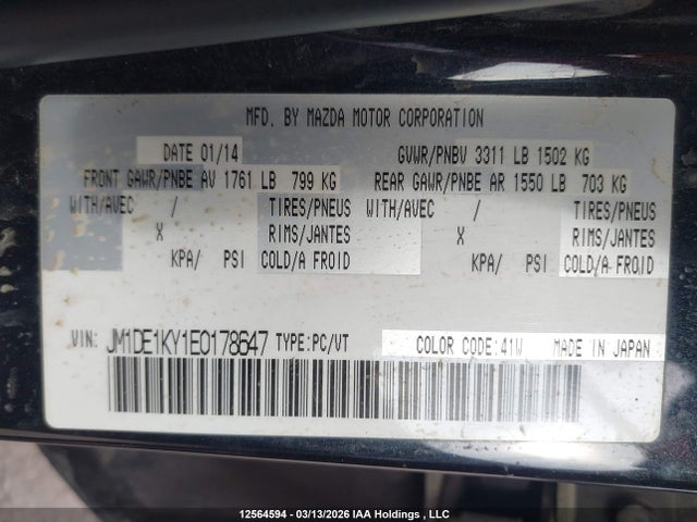 JM1DE1KY1E0178647 Mazda Mazda2 Sport