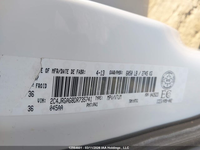 12564601 :رقم المزاد ، 2C4JRGAG8DR735741 vin ، 2013 Ram Tradesman مزاد بيع