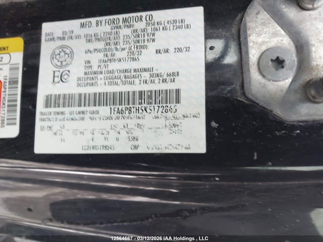 Aukcja sprzedaży 2019 Ford Mustang, vin: 1FA6P8TH5K5172865, numer aukcji: 12564667