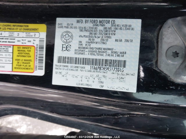 Aukcja sprzedaży 2019 Ford Mustang, vin: 1FA6P8TH5K5172865, numer aukcji: 12564667