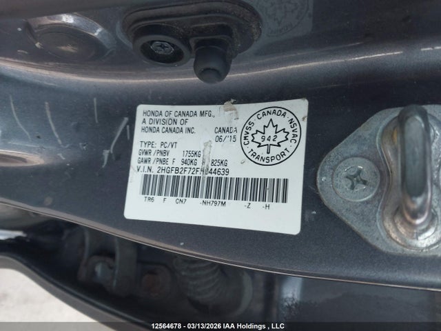 Продаж на аукціоні авто 2015 Honda Civic Se, vin: 2HGFB2F72FH044639, номер лоту: 12564678