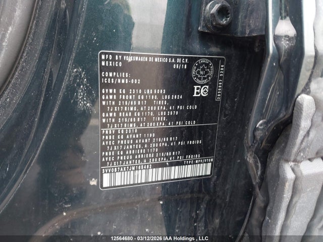 12564680 :رقم المزاد ، 3VV0B7AX7JM165462 vin ، 2018 Volkswagen Tiguan Trendline مزاد بيع