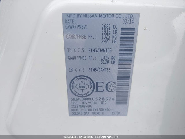 5N1AL0MMXEC528574 Infiniti QX60