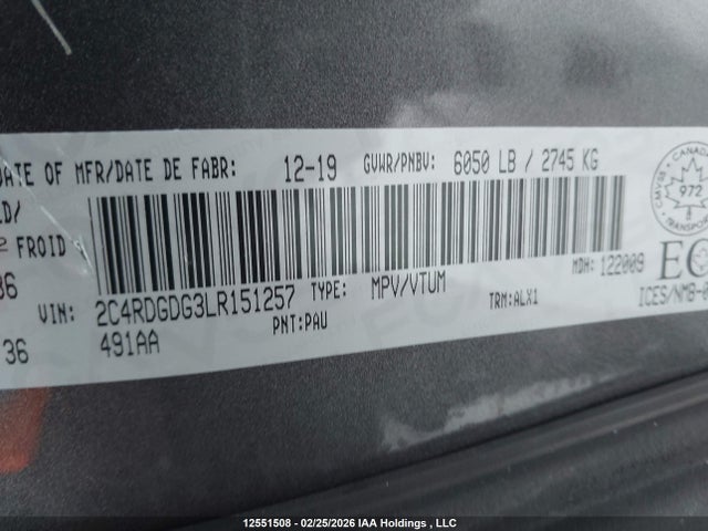 Dodge Grand Caravan Crew Plus 2020 2C4RDGDG3LR151257 Image 9