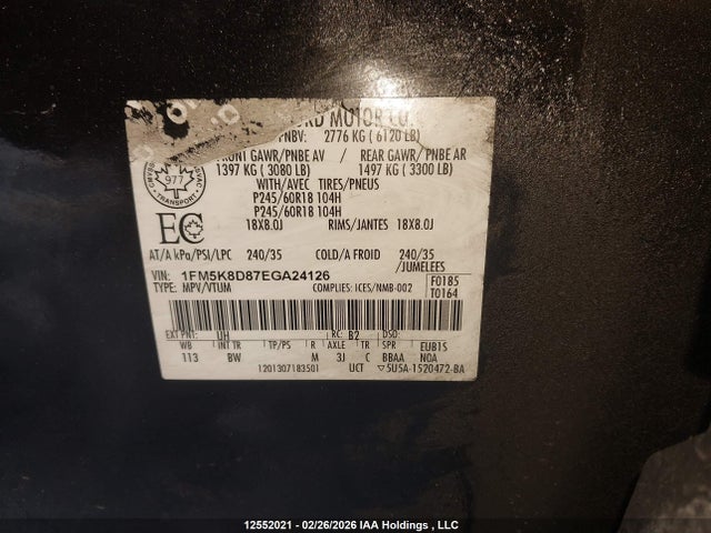 Ford EXPLORER XLT 2014 1FM5K8D87EGA24126 Image 9