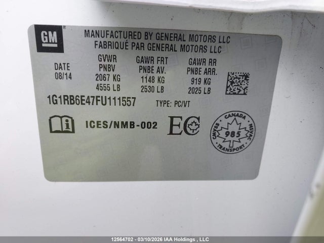 1G1RB6E47FU111557 Chevrolet Volt