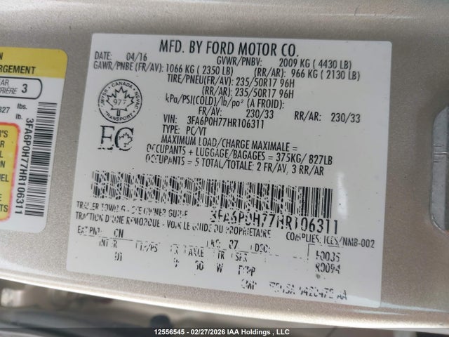 Aukcja sprzedaży 2017 Ford Fusion Se, vin: 3FA6P0H77HR106311, numer aukcji: 12556545
