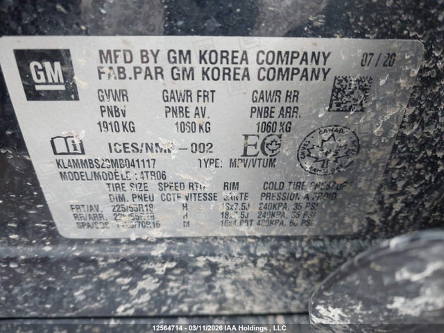 Продаж на аукціоні авто 2021 Buick Encore Gx Fwd Preferred, vin: KL4MMBS29MB041117, номер лоту: 12564714