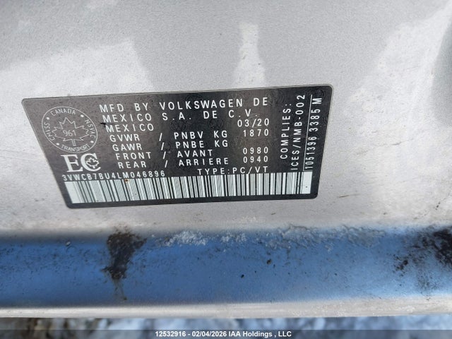 Volkswagen Jetta Comfortline 2020 3VWCB7BU4LM046896 Image 9