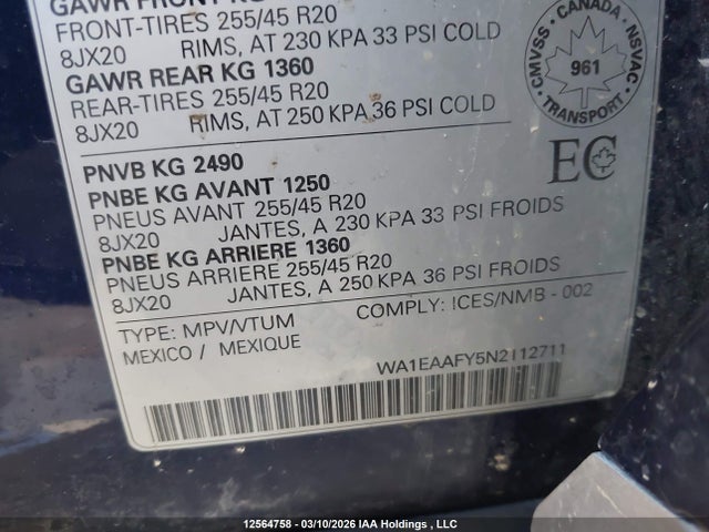 WA1EAAFY5N2112711 Audi Q5 45 Progressiv