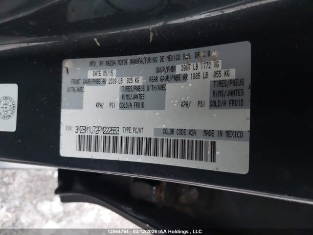 3MZBM1U72FM222553 Mazda Mazda3 Gx