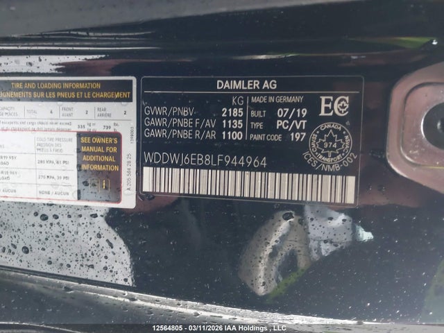 2020 Mercedes-benz C 43 Amg მანქანა იყიდება აუქციონზე, vin: WDDWJ6EB8LF944964, აუქციონის ნომერი: 12564805