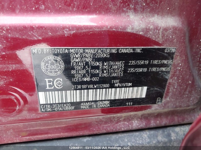 2T3R1RFV8LW112900 Toyota Rav4 Xle/xle Premium