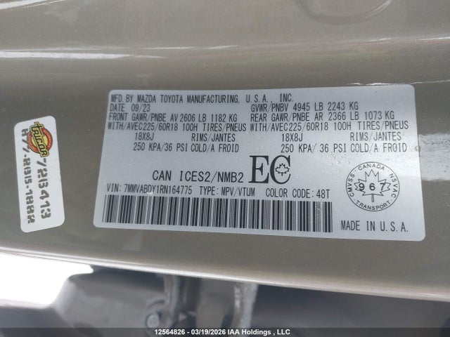 Aukcja sprzedaży 2024 Mazda Cx-50, vin: 7MMVABDY1RN164775, numer aukcji: 12564826