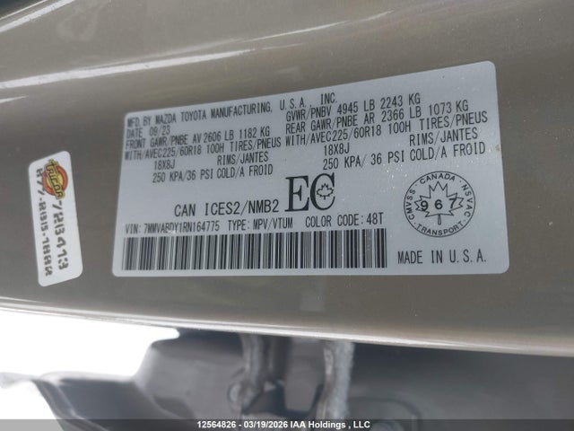 Aukcja sprzedaży 2024 Mazda Cx-50, vin: 7MMVABDY1RN164775, numer aukcji: 12564826