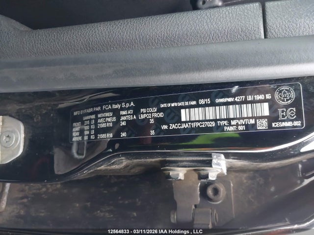 Продажа на аукционе авто 2015 Jeep Renegade Sport, vin: ZACCJAAT1FPC27029, номер лота: 12564833