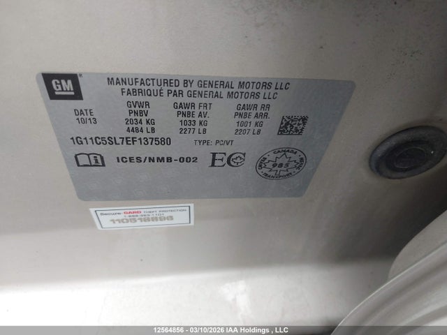 Aukcja sprzedaży 2014 Chevrolet Malibu 1lt, vin: 1G11C5SL7EF137580, numer aukcji: 12564856