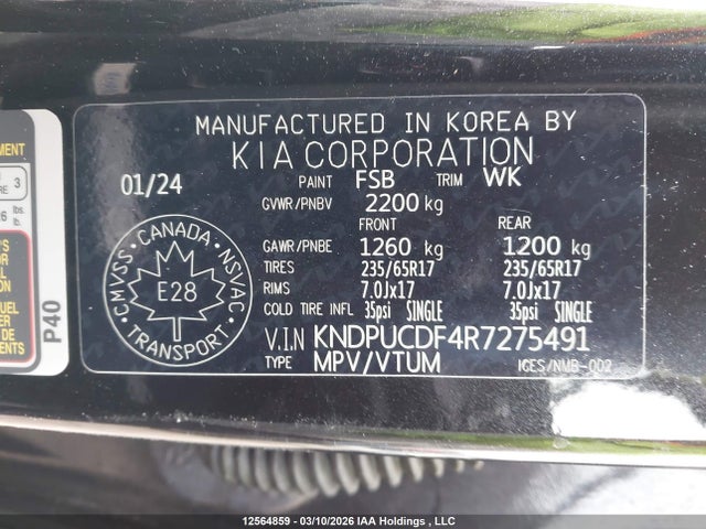 KNDPUCDF4R7275491 KIA Sportage Lx