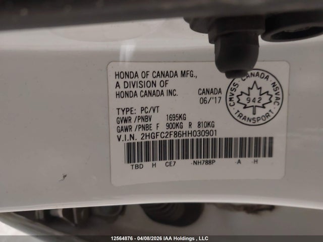 Продажа на аукционе авто 2017 Honda Civic Ex, vin: 2HGFC2F86HH030901, номер лота: 12564876
