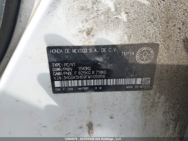 3HGGK5H59FM105956 Honda FIT LX