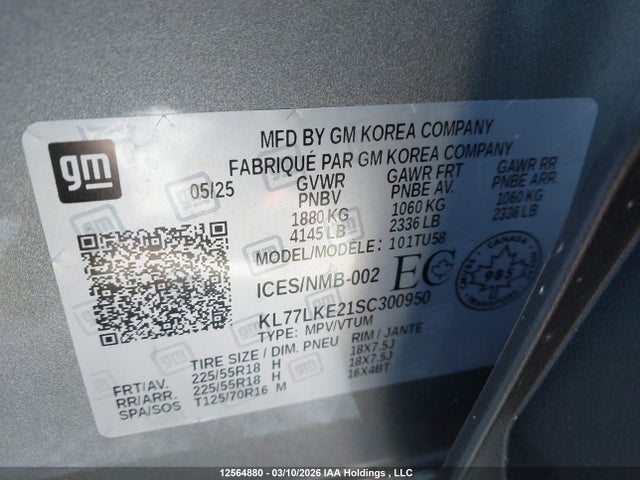 KL77LKE21SC300950 Chevrolet Trax Activ Fwd