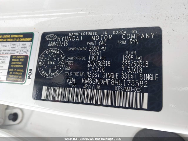 KM8SNDHF8HU173582 Hyundai Santa Fe Xl Premium