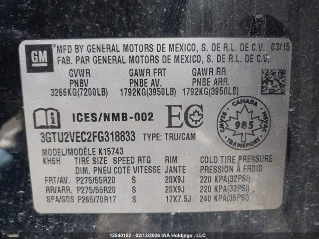 GMC Sierra 1500 Slt 2015 3GTU2VEC2FG318833 Image 19