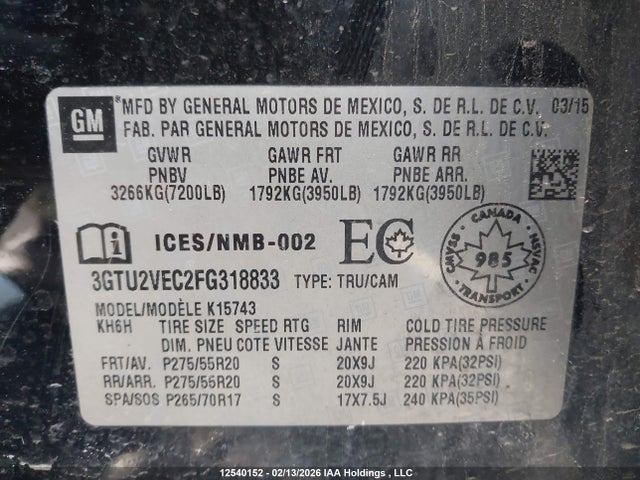 GMC Sierra 1500 Slt 2015 3GTU2VEC2FG318833 Image 9