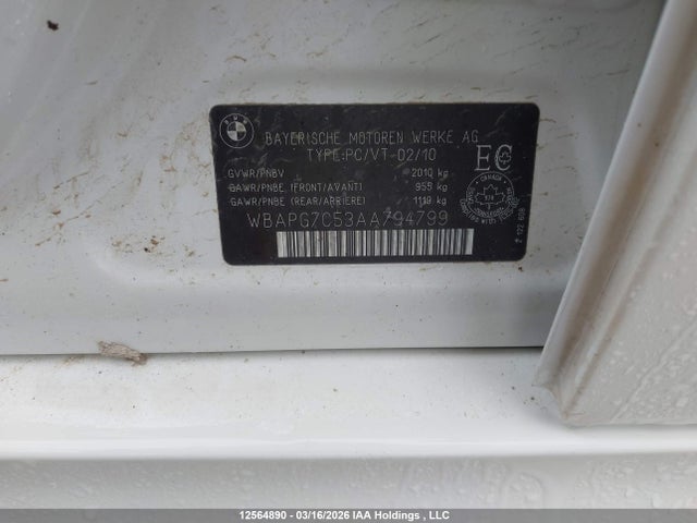 Aukcja sprzedaży 2010 Bmw 3 Series, vin: WBAPG7C53AA794799, numer aukcji: 12564890