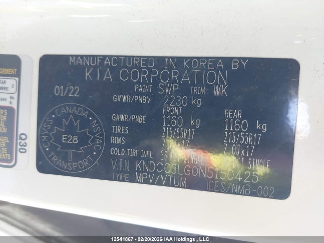 KNDCC3LG0N5150425 KIA Niro Ev Ex