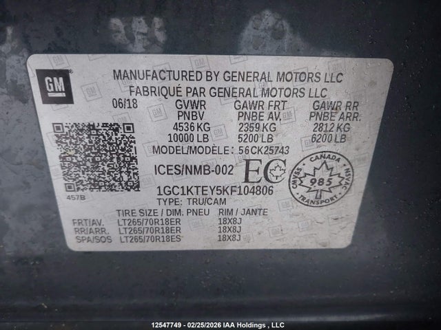 1GC1KTEY5KF104806 Chevrolet Silverado 2500hd Ltz