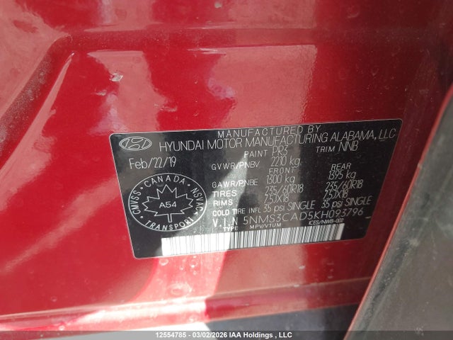 Hyundai Santa Fe Preferred 2.4 2019 5NMS3CAD5KH093796 Image 9