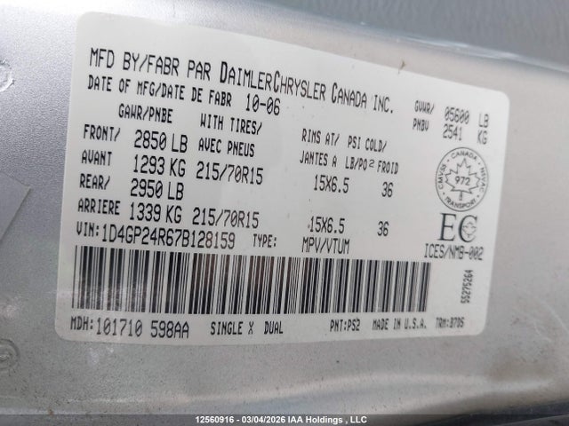 Aukcja sprzedaży 2007 Dodge Grand Caravan, vin: 1D4GP24R67B128159, numer aukcji: 12560916