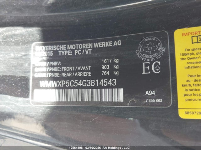 WMWXP5C54G3B14543 Mini 3 Door Cooper