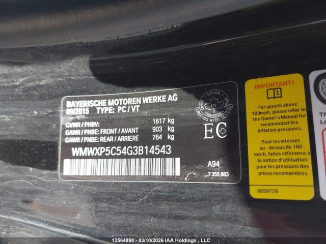 WMWXP5C54G3B14543 Mini 3 Door Cooper