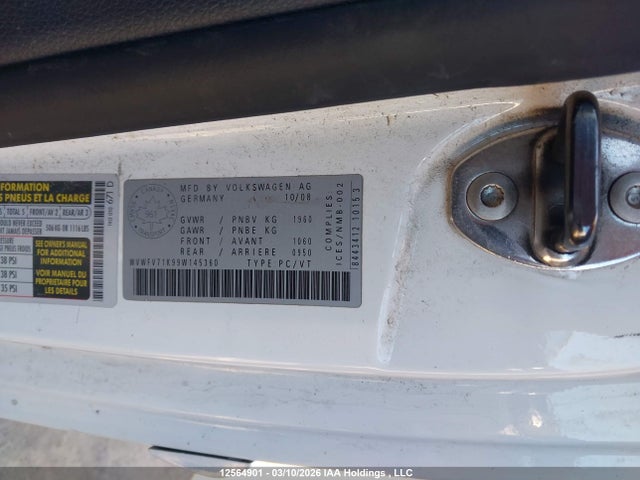 Aukcja sprzedaży 2009 Volkswagen Gti, vin: WVWFV71K99W145360, numer aukcji: 12564901