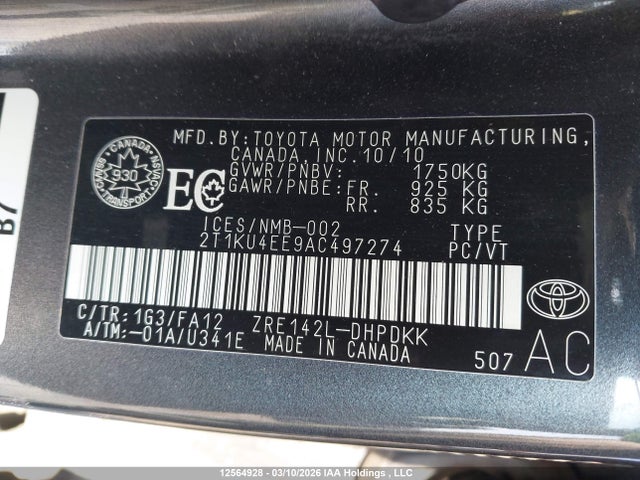 Aukcja sprzedaży 2010 Toyota Matrix Wagon, vin: 2T1KU4EE9AC497274, numer aukcji: 12564928