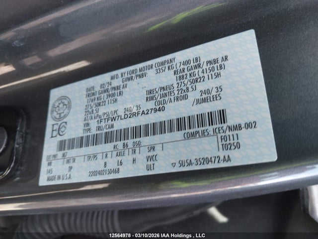 Ford F-Series 2024 1FTFW7LD2RFA27940 Image 9