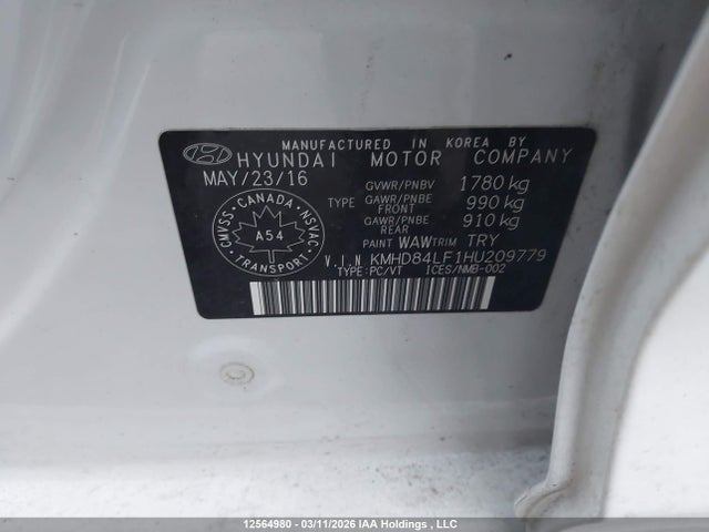 KMHD84LF1HU209779 Hyundai ELANTRA GL
