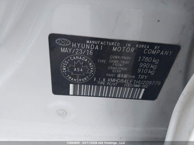 KMHD84LF1HU209779 Hyundai ELANTRA GL