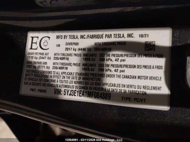 Tesla Model 3 Standard Range/standard Range Plus 2021 5YJ3E1EA1MF084889 Image 17