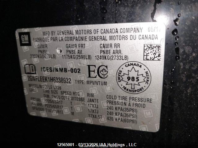 Продаж на аукціоні авто 2017 Chevrolet Equinox, vin: 2GNFLEEK1H6338932, номер лоту: 12565001