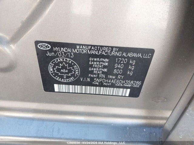 Продажа на аукционе авто 2013 Hyundai Elantra Gls/limited, vin: 5NPDH4AE6DH358286, номер лота: 12565034