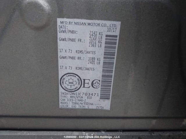 5N1AT2MV1JC703471 Nissan Rogue