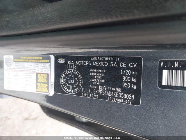 2019 Kia Forte Ex/ex Limited/ex Premium/ex+ მანქანა იყიდება აუქციონზე, vin: 3KPF54AD4KE053038, აუქციონის ნომერი: 12565070