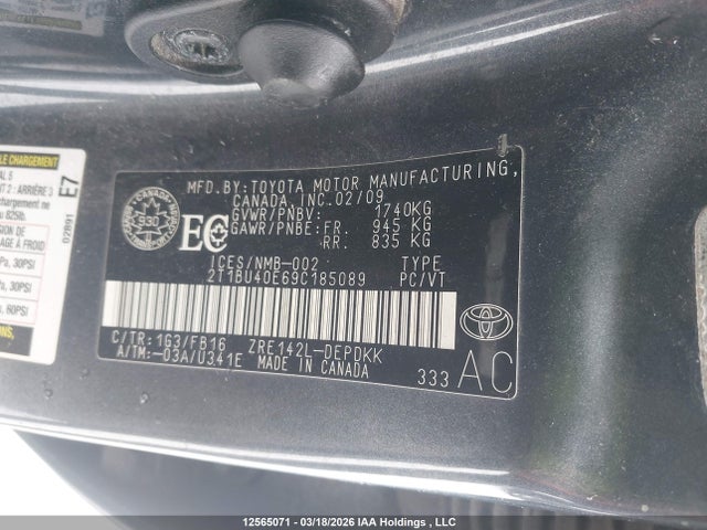 2009 Toyota Corolla S/le/xle მანქანა იყიდება აუქციონზე, vin: 2T1BU40E69C185089, აუქციონის ნომერი: 12565071