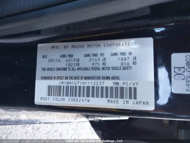 JM1BN1U71H1112237 Mazda 3 SPORT