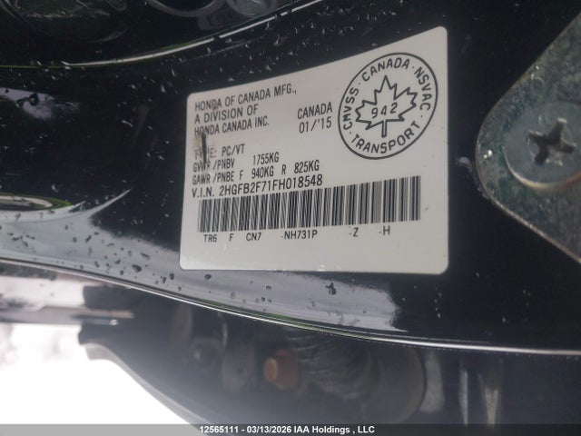 Aukcja sprzedaży 2015 Honda Civic Touring, vin: 2HGFB2F71FH018548, numer aukcji: 12565111
