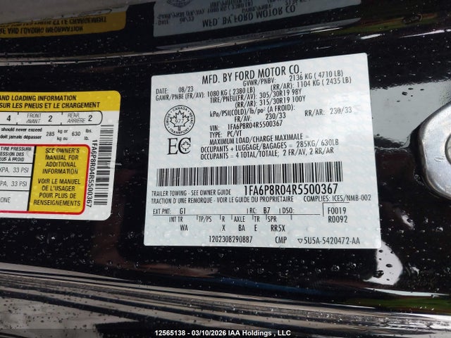 Продажа на аукционе авто 2024 Ford Mustang Dark Horse, vin: 1FA6P8R04R5500367, номер лота: 12565138